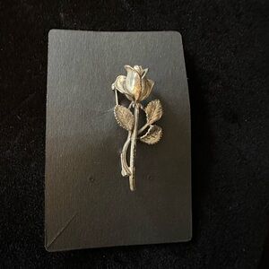 Elegant Silver Rose Brooch